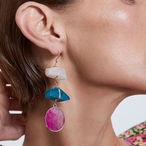 Zara Pink And Natural Stone Earrings